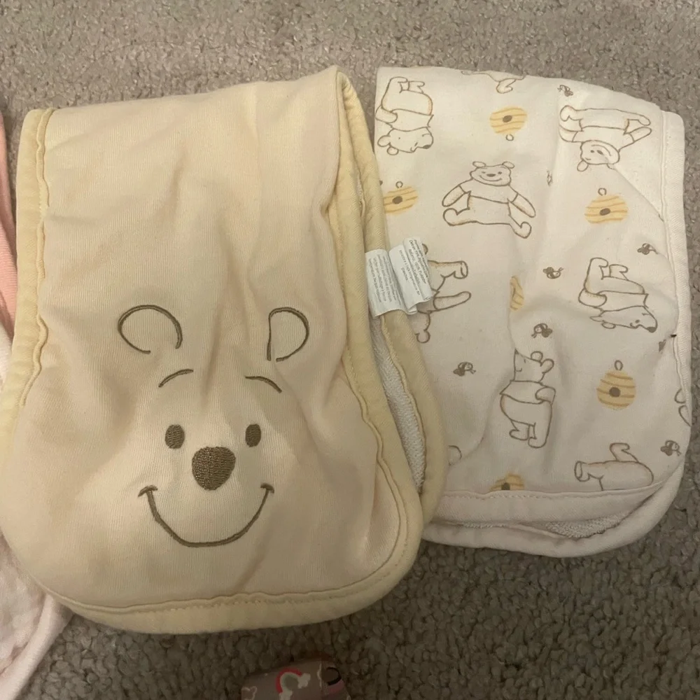 Adorable Kids Bib and Pacifier Clip Set - Cream, Pink, and Beige